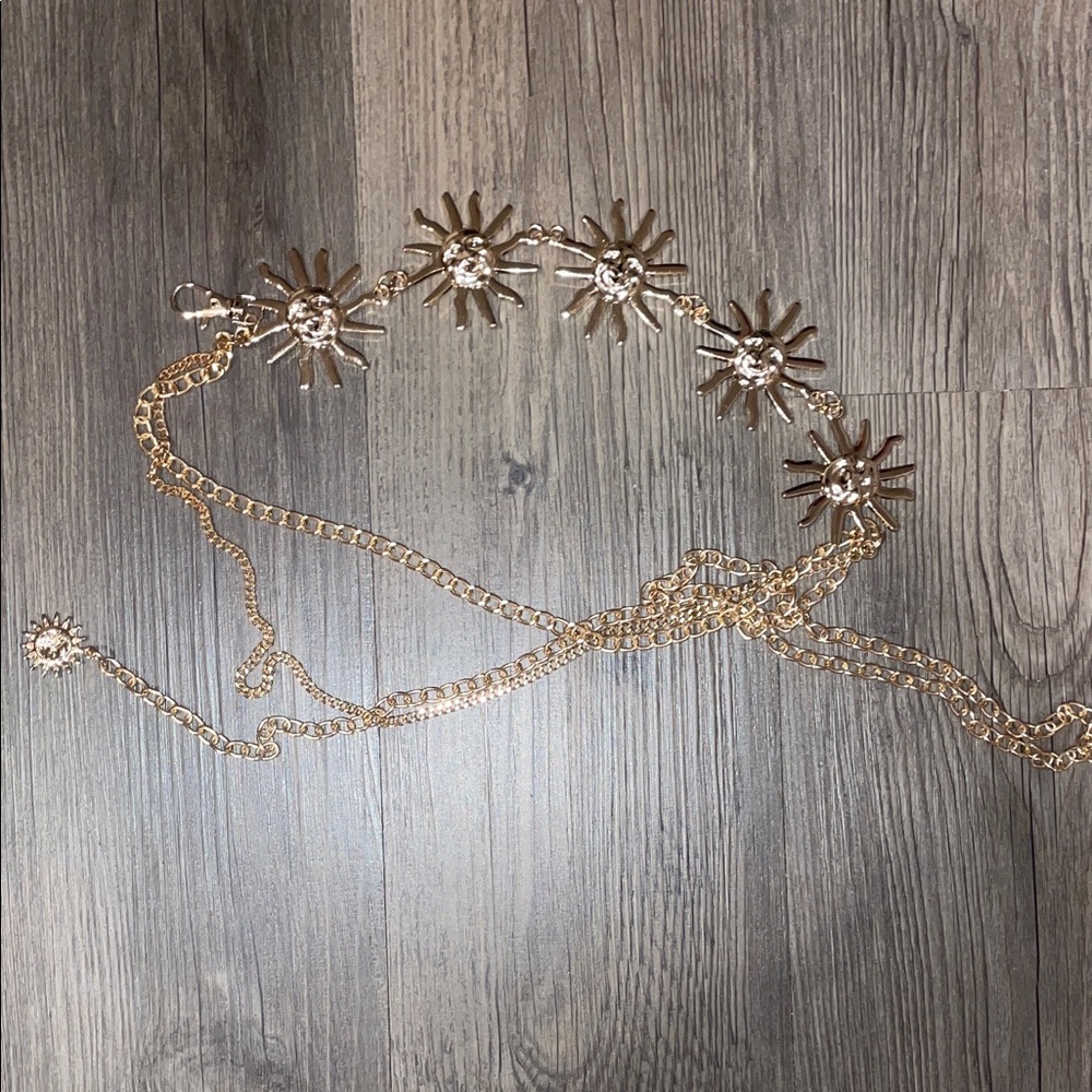 Gold Chain Belt with Starburst Accents